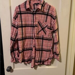 Ambiance Pink and Black Plaid Shirt